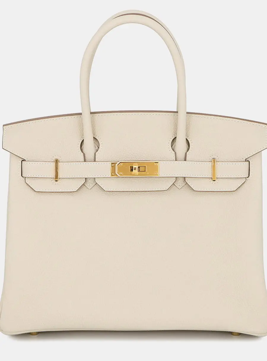 Hermes Birkin 30 Craie Togo Calfskin Leather Top Handle Bag