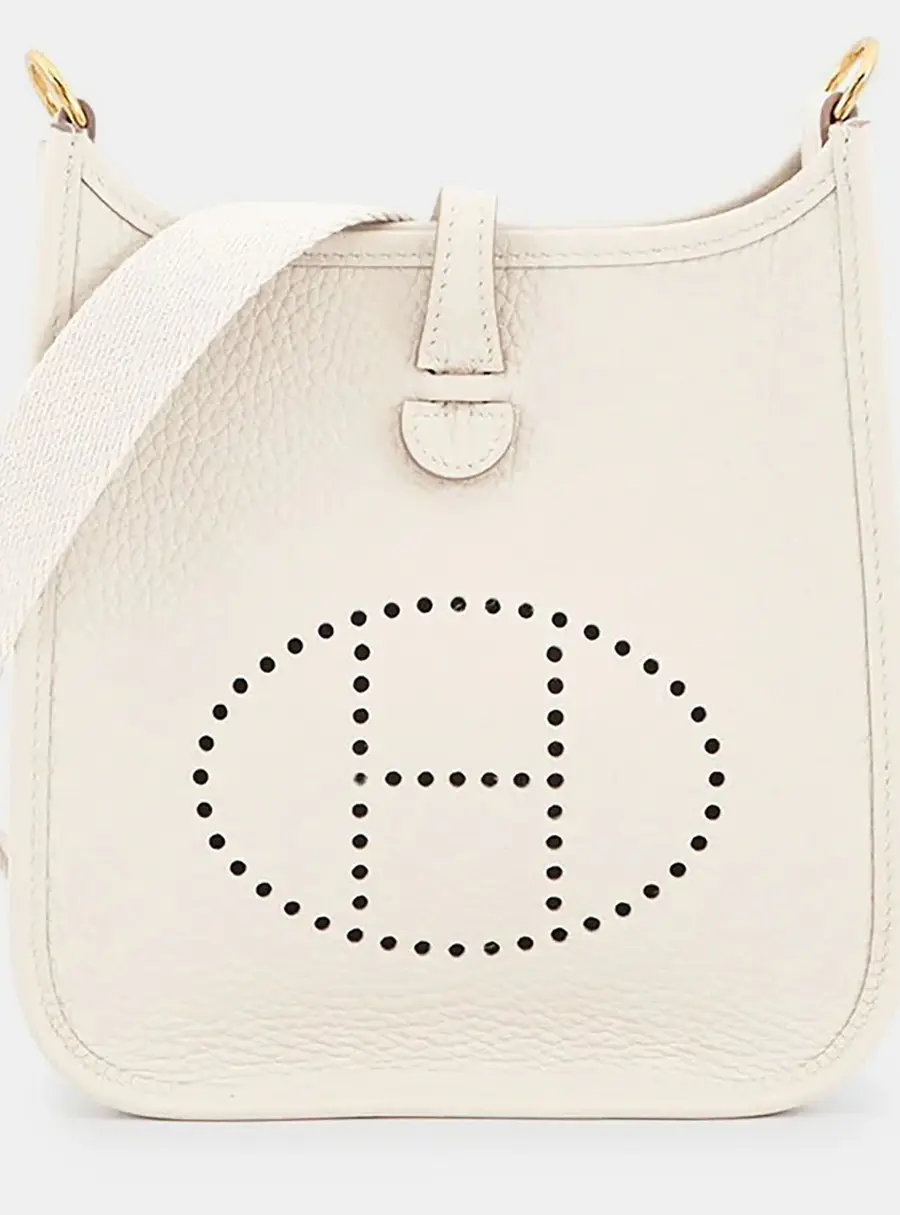 Hermes Evelyne TPM Beton Taurillon Clemence Leather Crossbody Bag