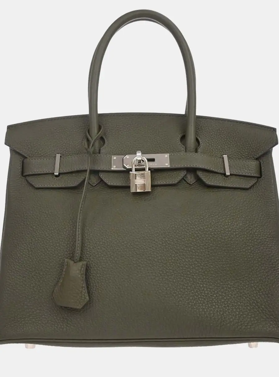 Hermes Birkin 30 Vert de Gris Togo Calfskin Leather Top Handle Bag