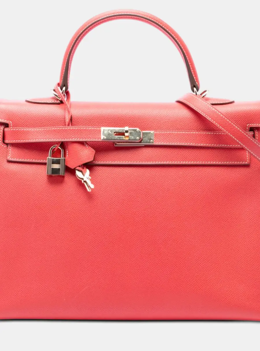 Hermes Pink Hermes Epsom Candy Kelly II Retourne 35 Rose Jaipur Gold Epsom Leather Top Handle Bag