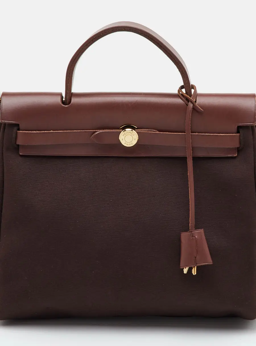 Hermès Herbag 31 Chocolat/Terre Toile and Vache Leather Bag