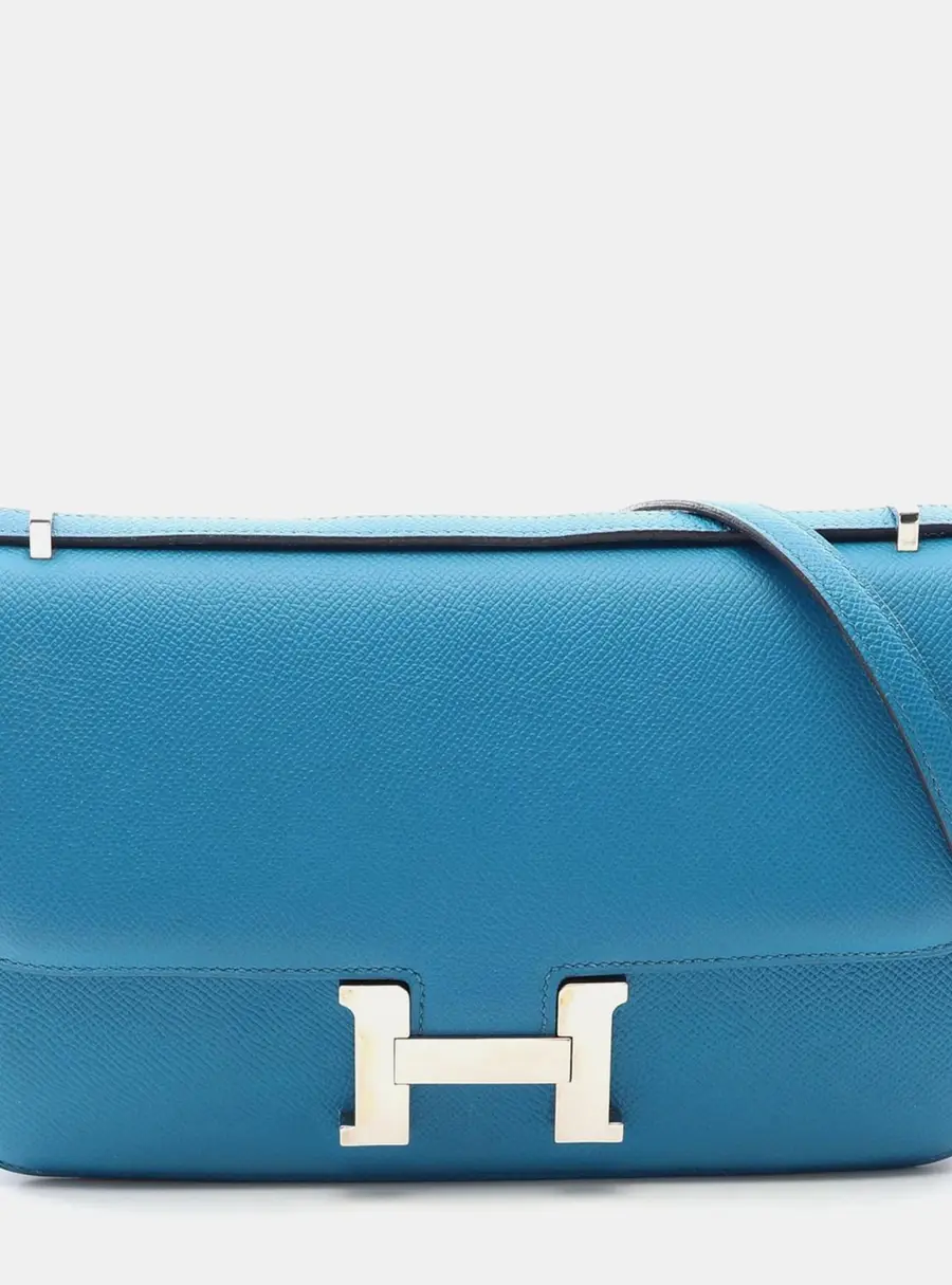 Hermes Constance Elan 25 Blue Epsom Calfskin Leather Shoulder Bag