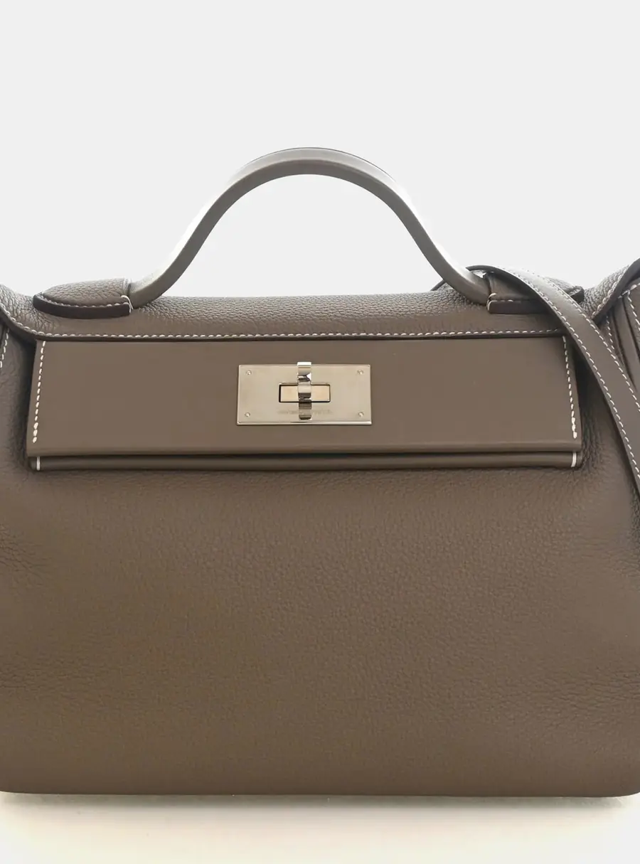 Hermes 24/24 29 Etoupe Togo Calfskin Swift Calfskin Leather Shoulder Bag
