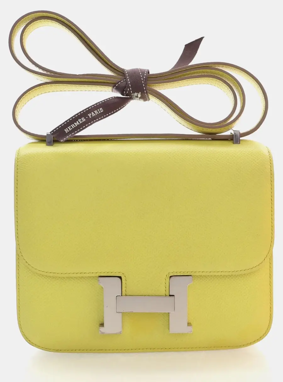 Hermes Constance 18 Lime Epsom Calfskin Leather Crossbody Bag