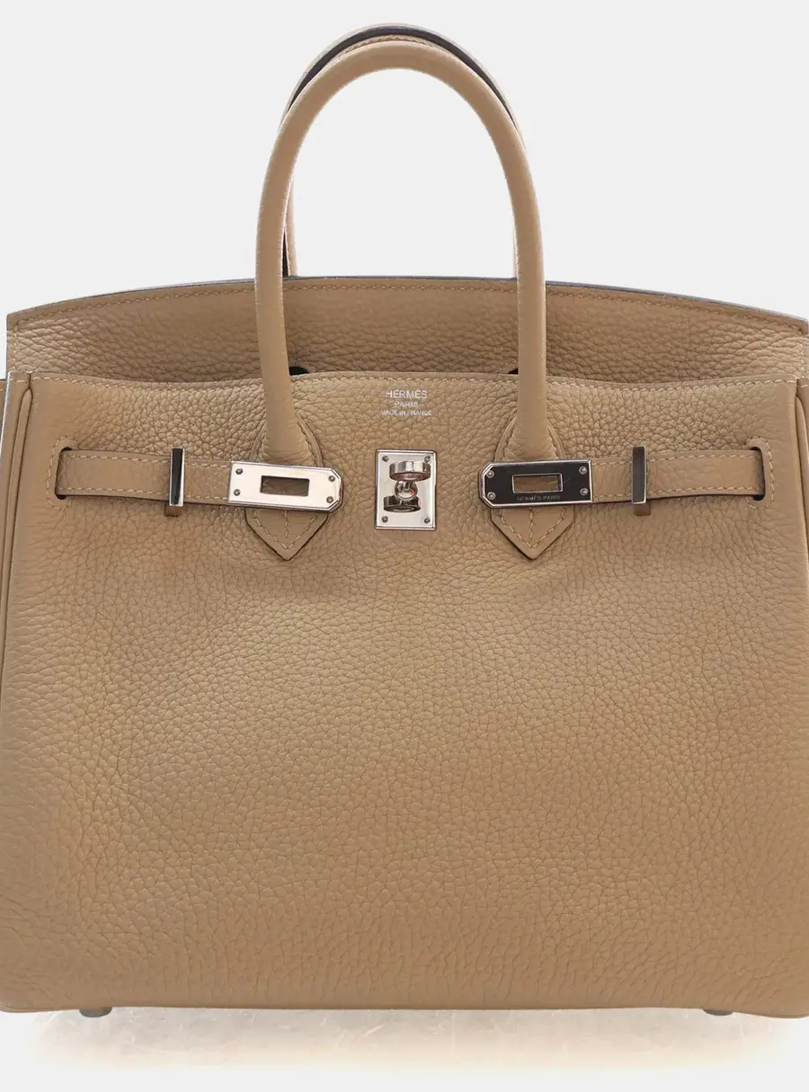 Hermes Birkin 25 Trench Togo Calfskin Leather Top Handle Bag