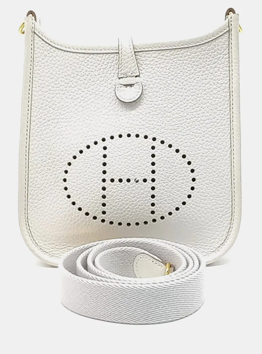 Hermes Evelyne 16 White Clemence Leather Shoulder Bag