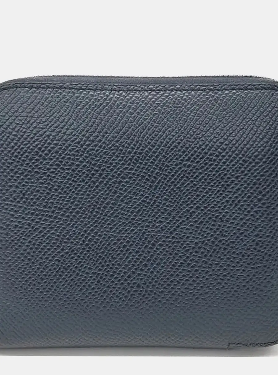 Hermes Silky Compact Wallet U Blue Epsom Leather Wallet