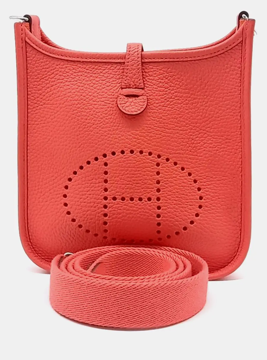 Hermes Evelyne 16 Rose Azalee Clemence Leather Crossbody Bag