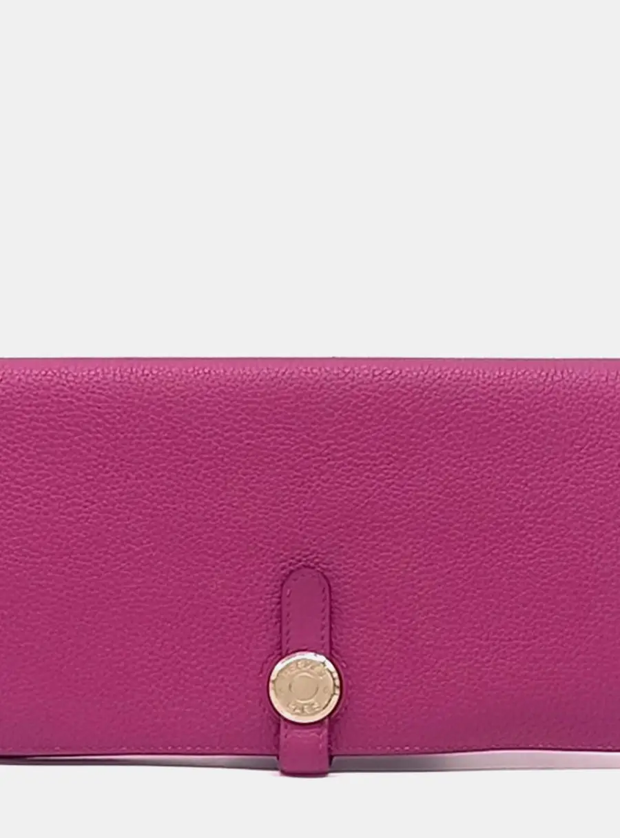 Hermes Dogon Long Purple Togo Calfskin Leather Wallet
