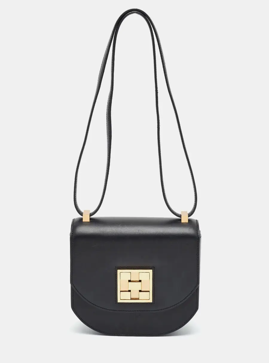 Herm&egrave;s Mosaique Au 24-17 Noir Swift Leather Crossbody Bag