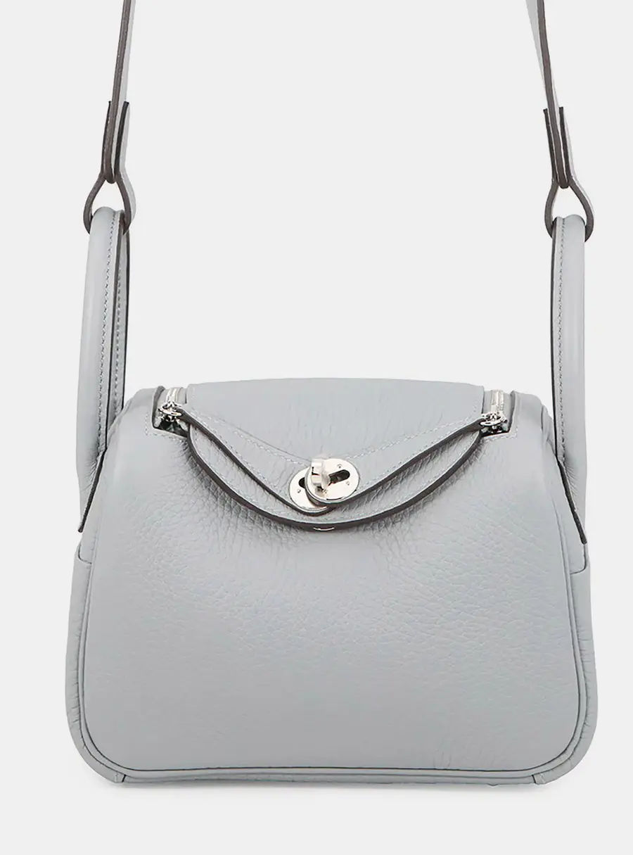 Hermes Lindy Mini Vert Amande Taurillon Clemence Leather Shoulder Bag