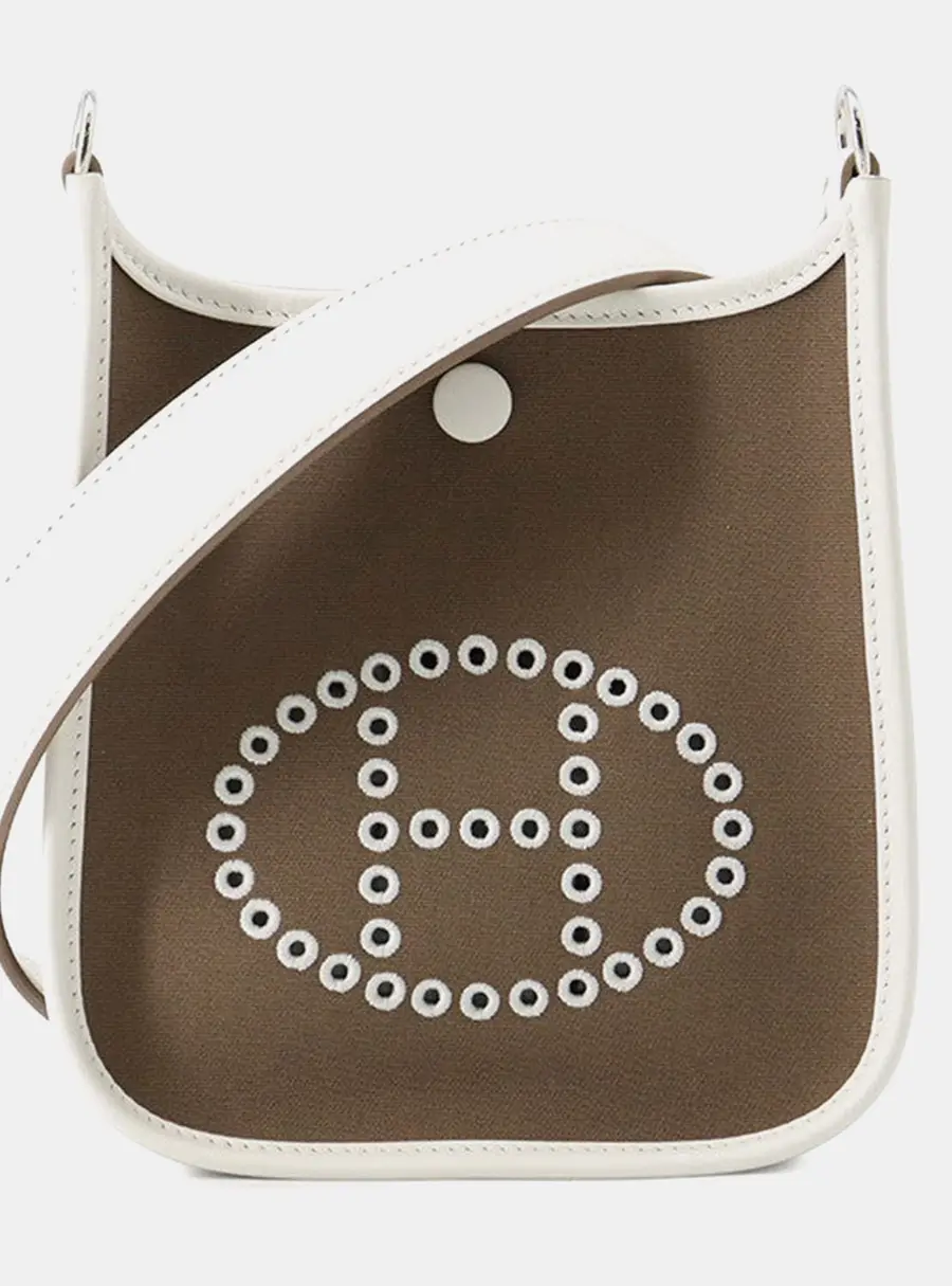 Hermes Neo Evelyne TPM Etoupe Gris Perle Dune Toile Officier Swift Leather Shoulder Bag