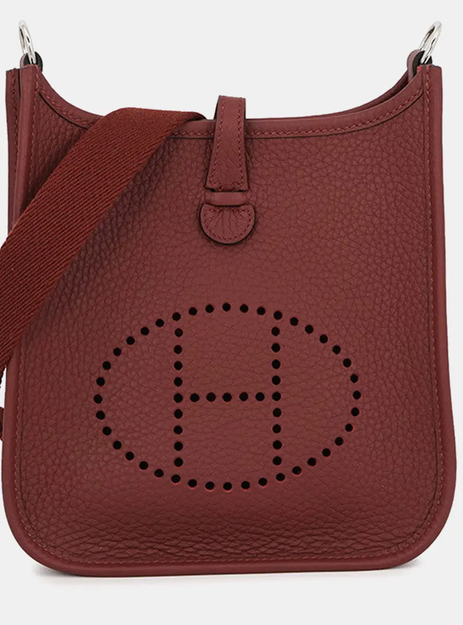 Hermes Evelyne TPM Rouge H Taurillon Clemence Leather Crossbody Bag