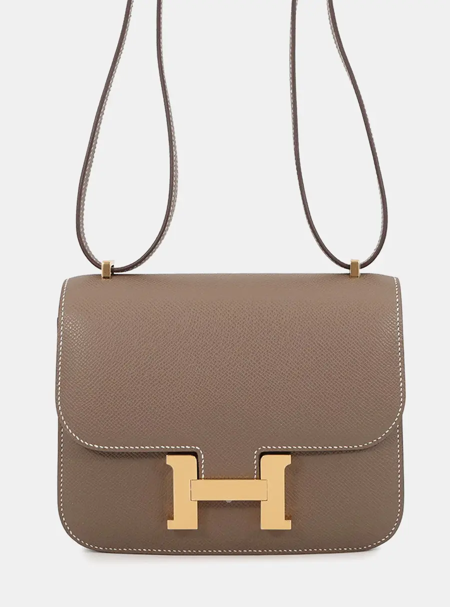 Hermes Constance Slim Miroir Mini Etoupe Epsom Leather Wallet Bag