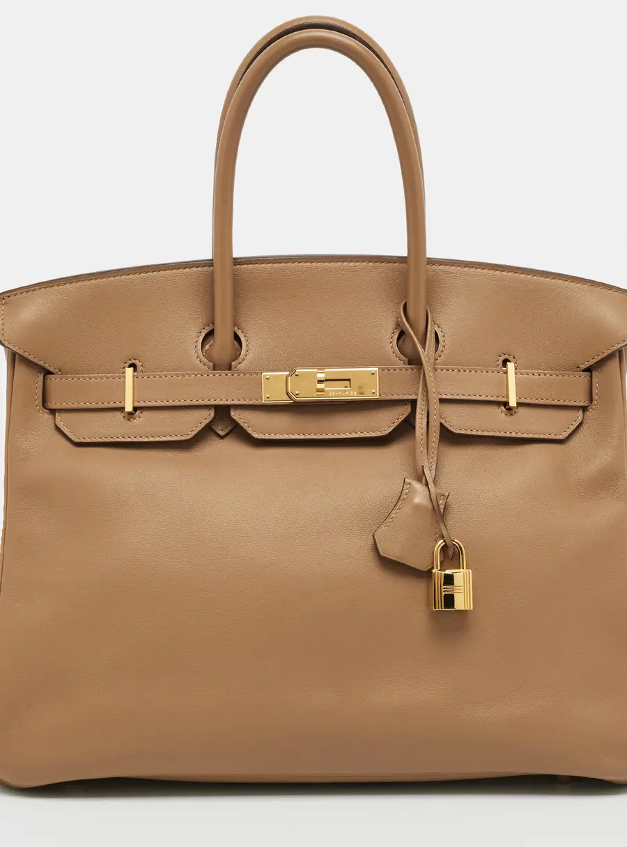 Hermes Birkin 35 Gold Finish Biscuit Swift Leather Tote