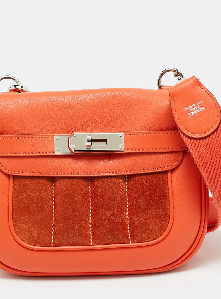 Hermes Berline 21 Capucine/Chamois Swift Leather and Doblis Shoulder Bag