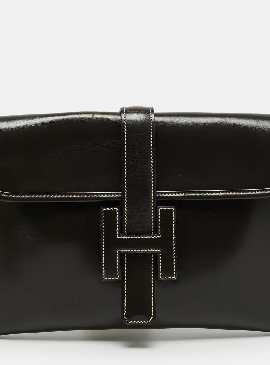 Hermes Jige Elan 29 Chocolat Box Leather Clutch