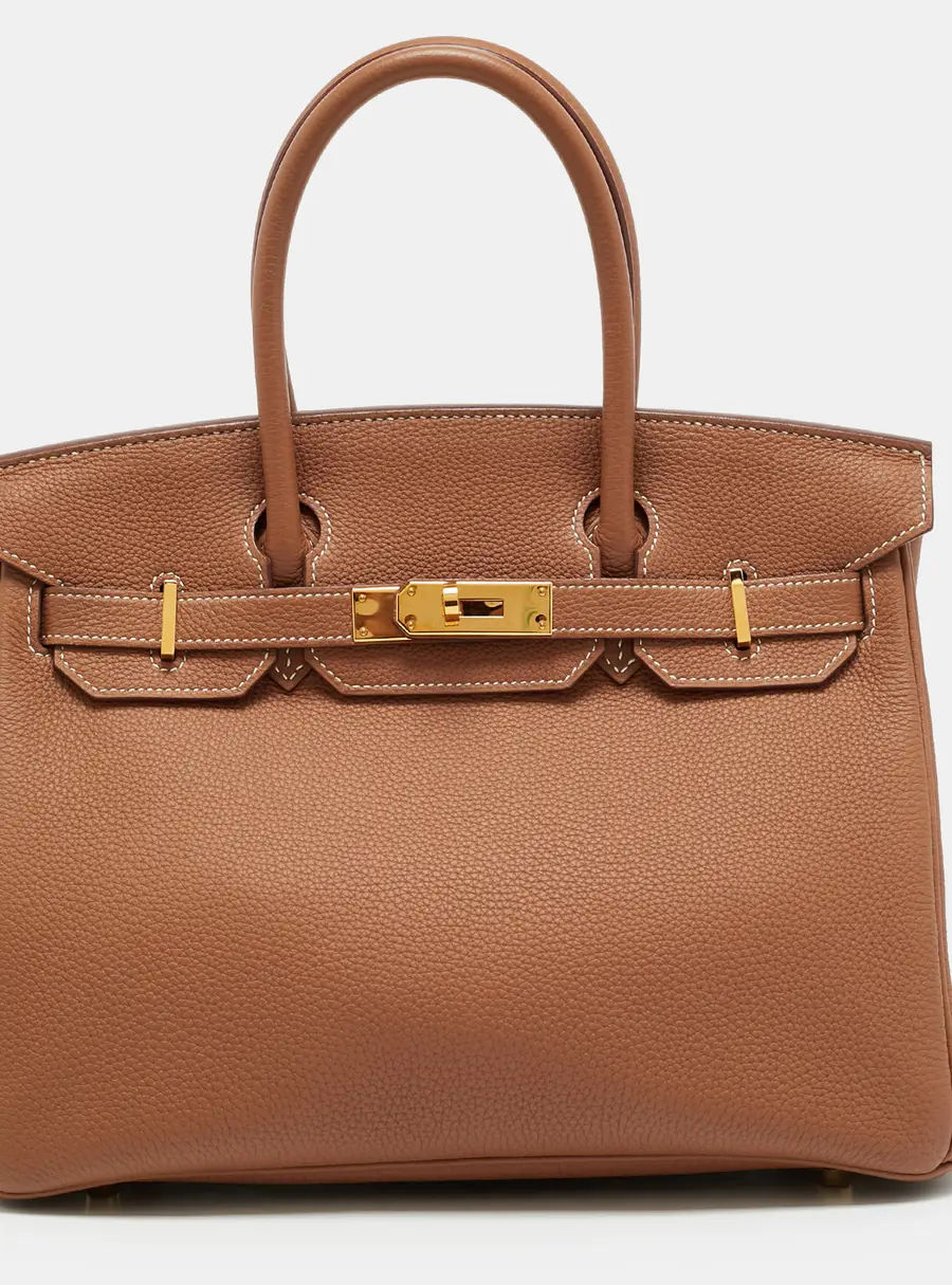 Hermes Birkin 30 Gold Finish Gold Togo Leather Tote