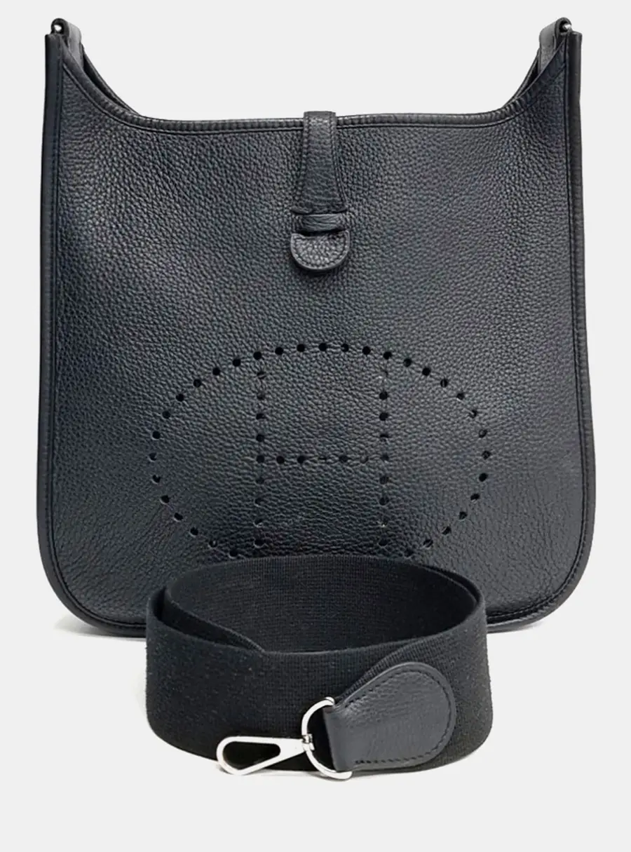 Hermes Evelyne 29 Black Togo Calfskin Leather Crossbody Bag