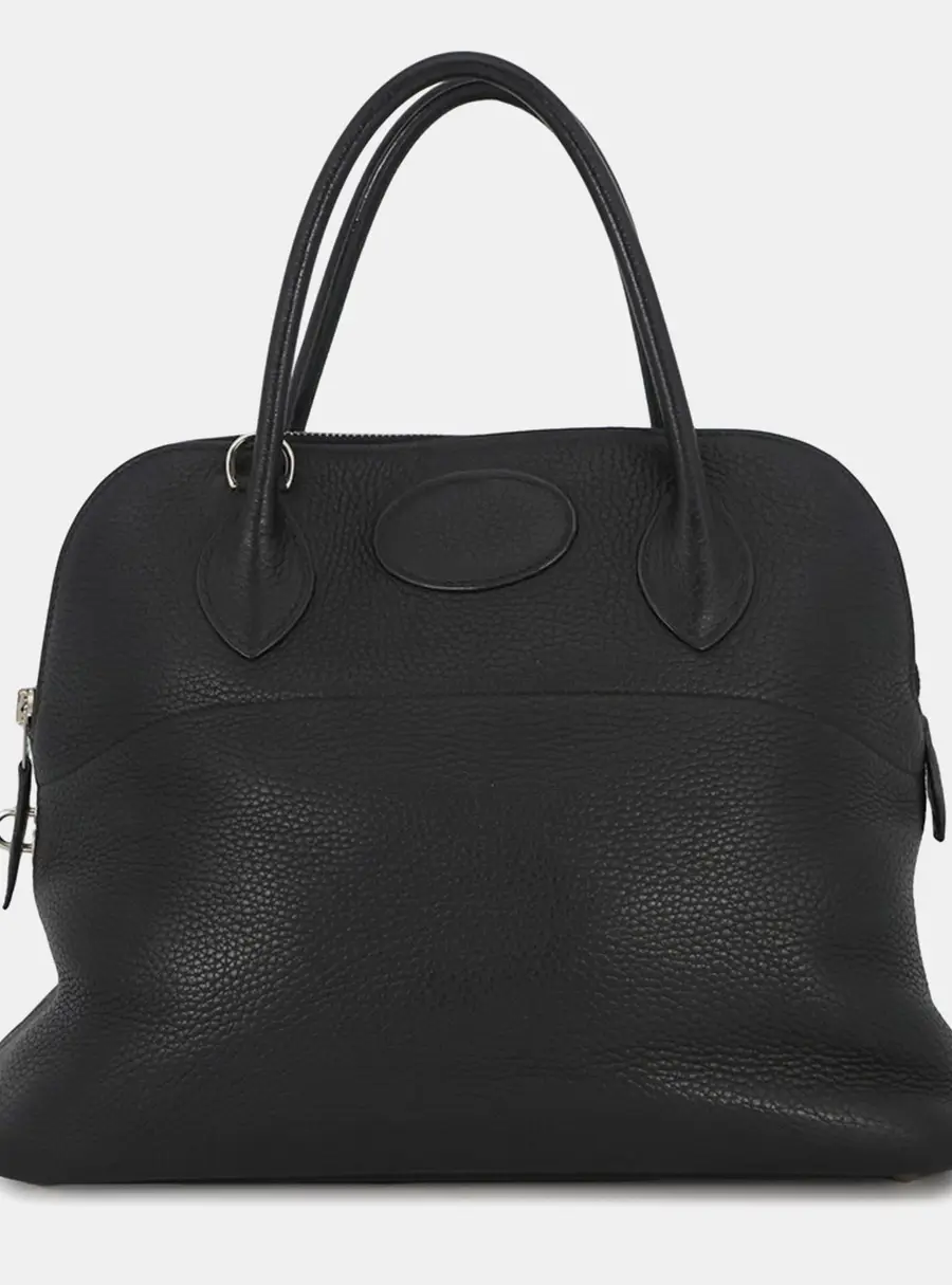 Hermes Bolide 31 Black Taurillon Clemence Leather Top Handle Bag