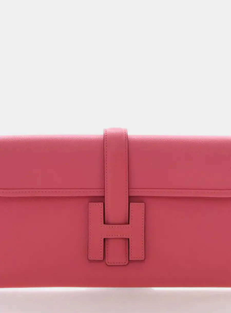 Hermes Jige Elan 29 Rose Lipstick Evercolor Calfskin Leather Clutch Bag