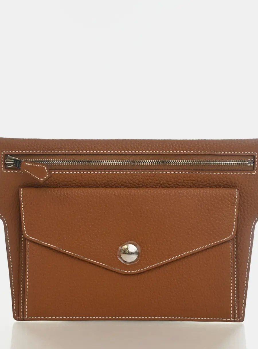 Hermes Gold Clemence Calfskin Leather Waist Bag