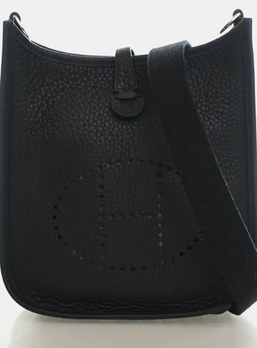 Hermes Evelyne TPM 16 Noir Clemence Calfskin Leather Shoulder Bag