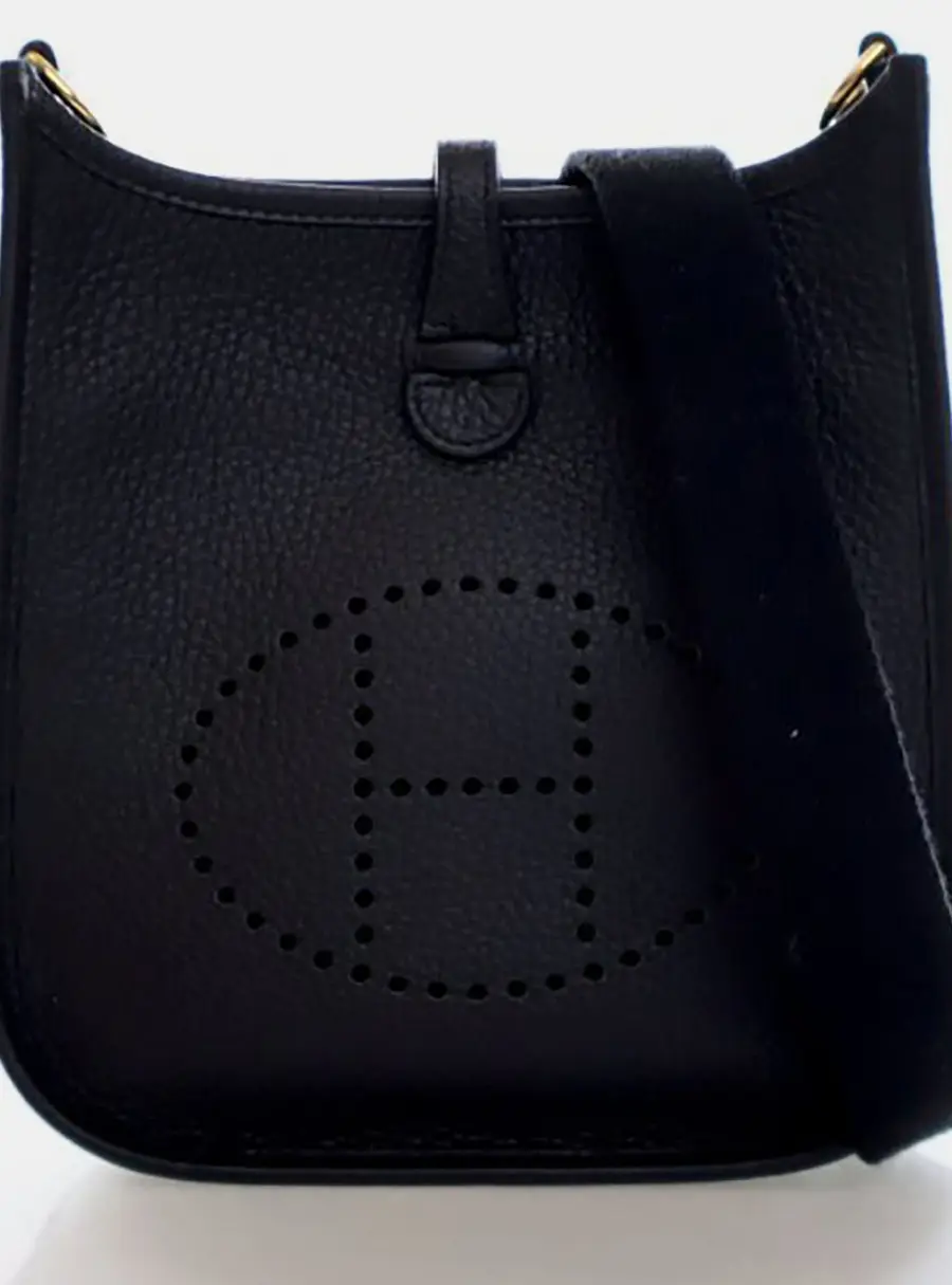Hermes Evelyne TPM 16 Noir Clemence Calfskin Leather Shoulder Bag
