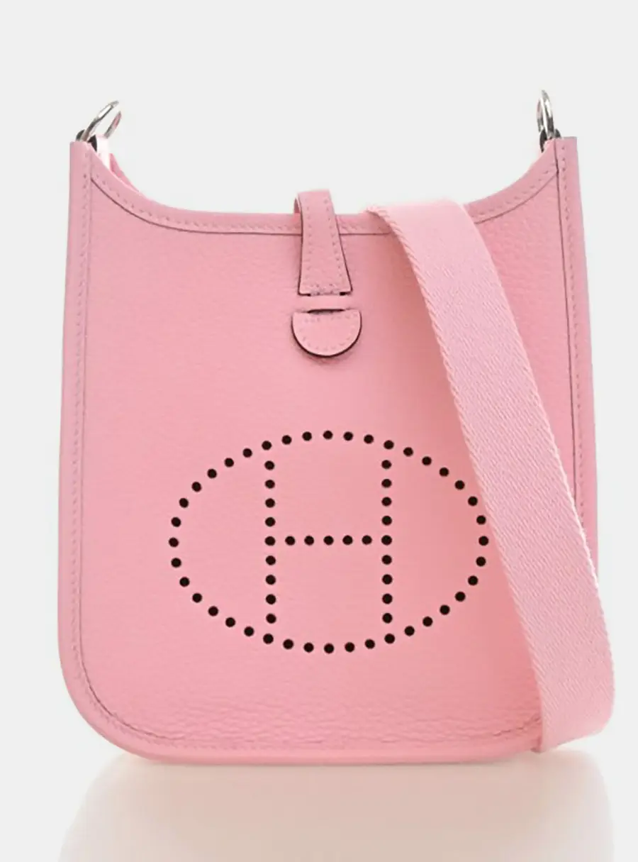 Hermes Evelyne TPM 16 Rose Sakura Clemence Leather Shoulder Bag
