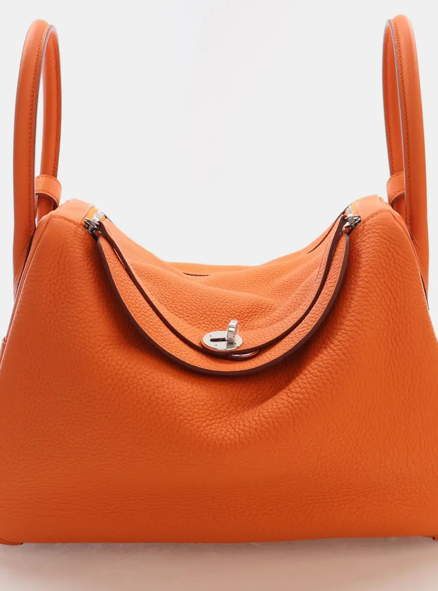 Hermes Lindy 34 Orange Clemence Calfskin Leather Shoulder Bag