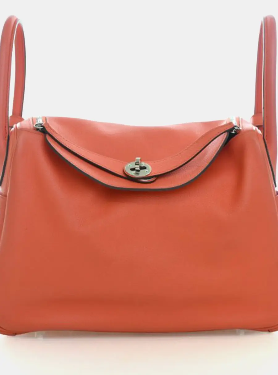 Hermes Lindy 30 Orange Poppy Evercolor Calfskin Leather Shoulder Bag