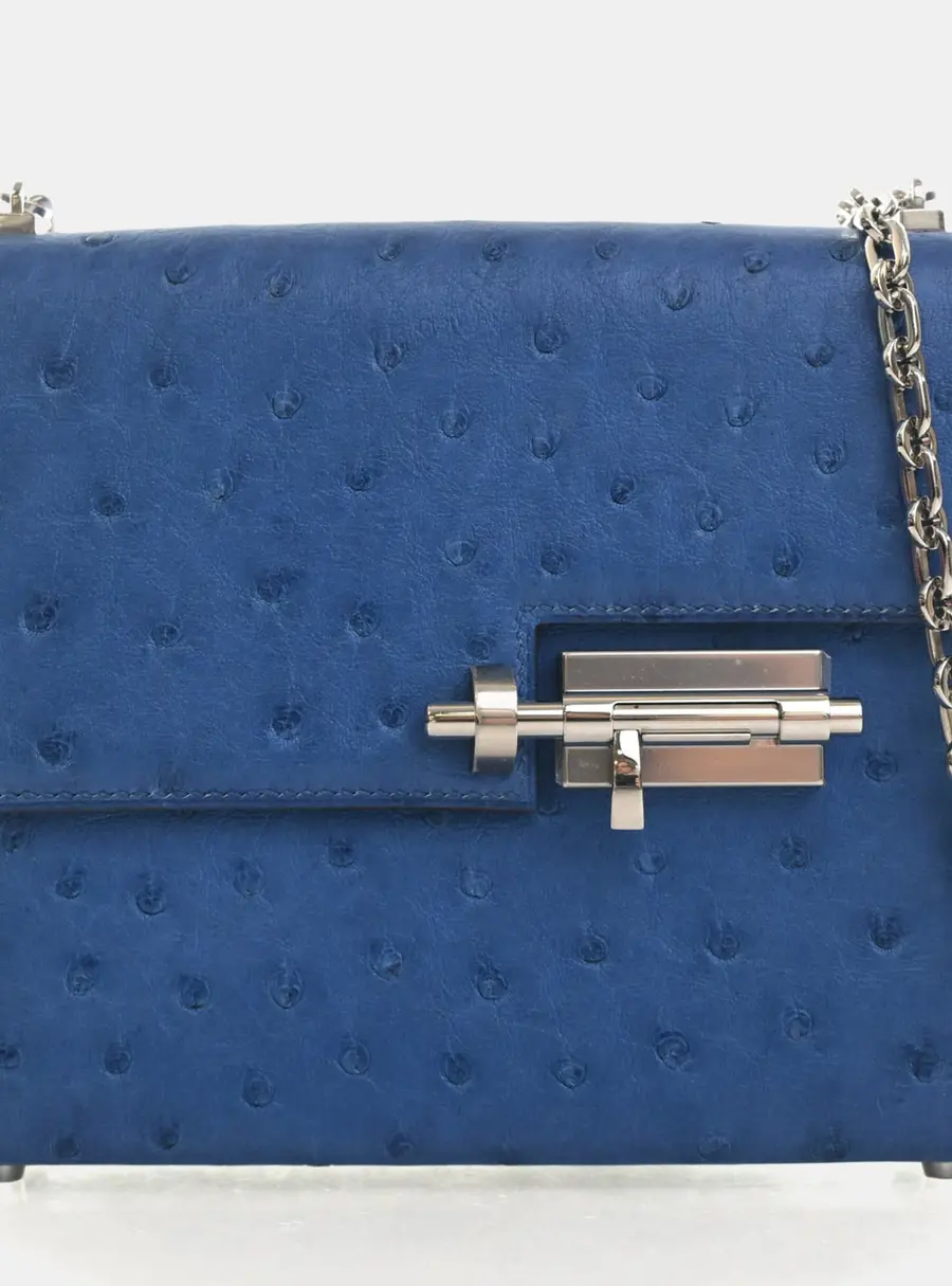 Hermes Verrou Mini Bleuet Ostrich Leather Shoulder Bag