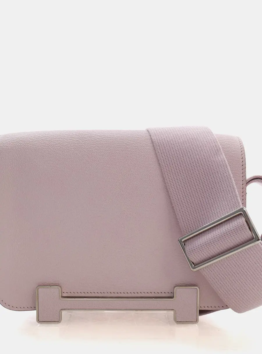 Hermes Geta Mauve P&Atilde;&cent;le Chevre Mysore Leather Shoulder Bag
