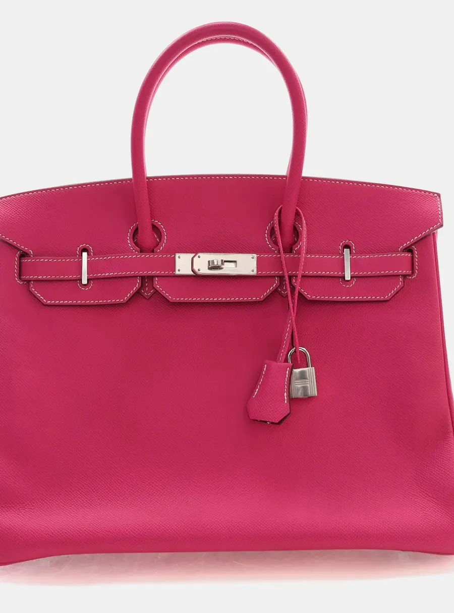 Hermes Birkin 35 Rose Tyrien Epsom Leather Top Handle Bag