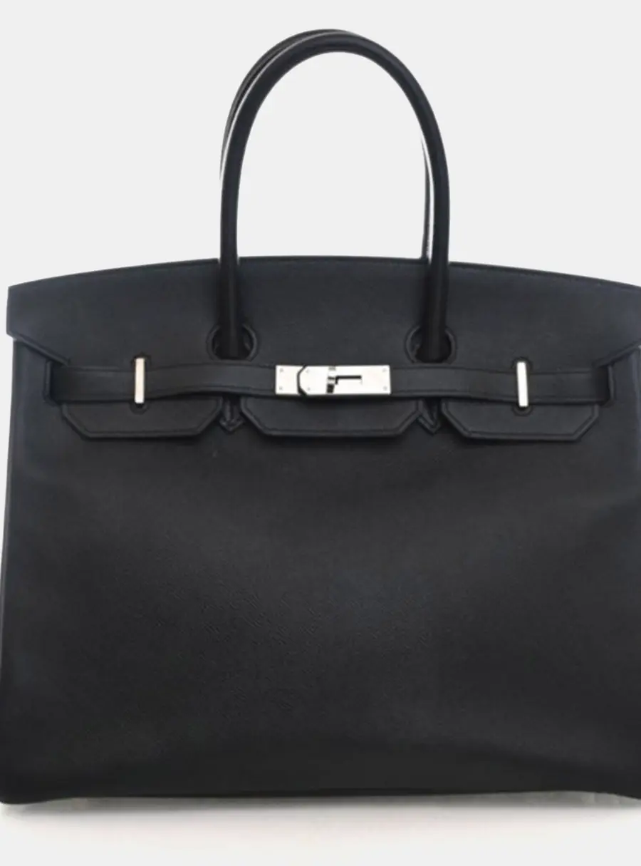 Hermes Birkin 35 Noir Epsom Calfskin Leather Top Handle Bag