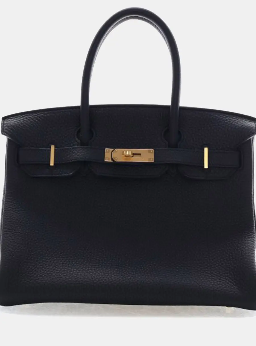 Hermes Birkin 30 Noir Togo Calfskin Leather Top Handle Bag