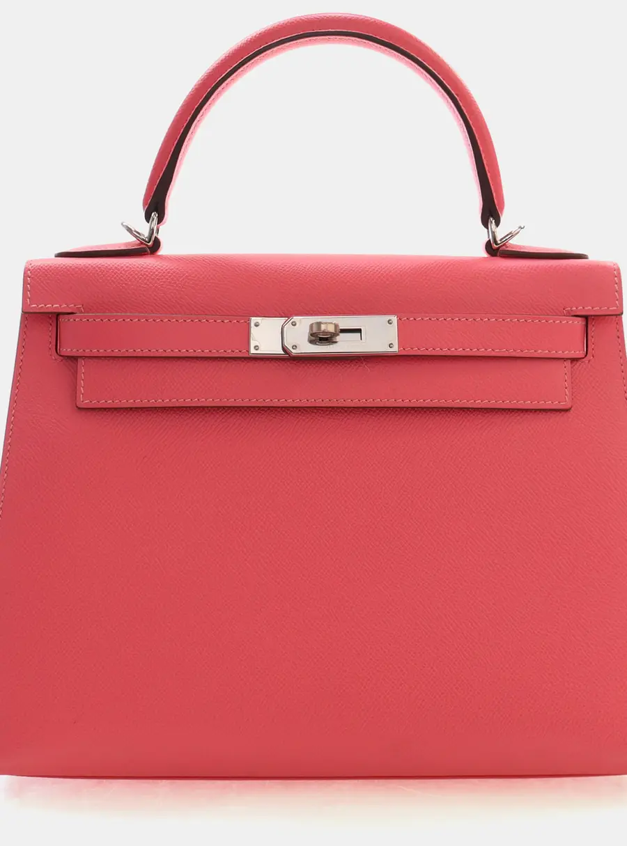Hermes Kelly 28 Rose Epsom Calfskin Leather Top Handle Bag