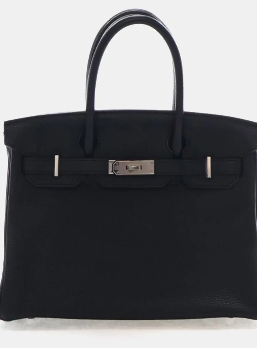 Hermes Birkin 30 Noir Togo Calfskin Leather Top Handle Bag