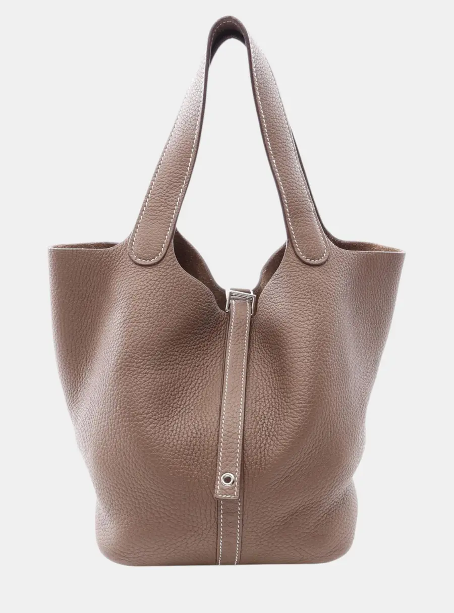 Hermes Picotin Lock 22 etoupe Clemence Calfskin Leather Bucket Bag