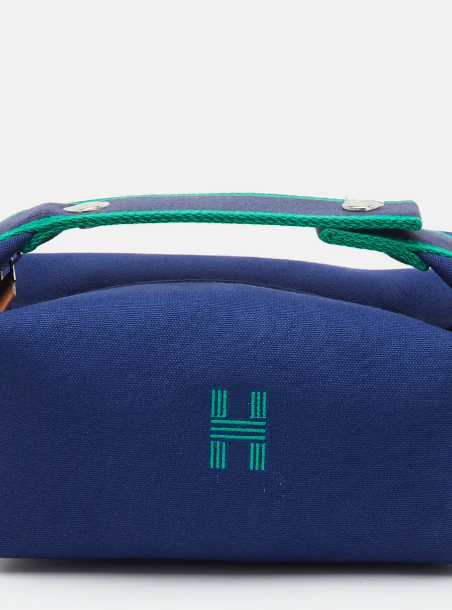 Herm&egrave;s Bride-a-Brac Small Marine Toile H Canvas Pouch