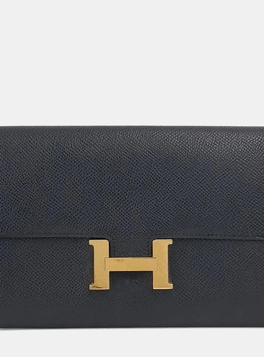 Hermes Constance Long Black Epsom Leather Wallet Bag