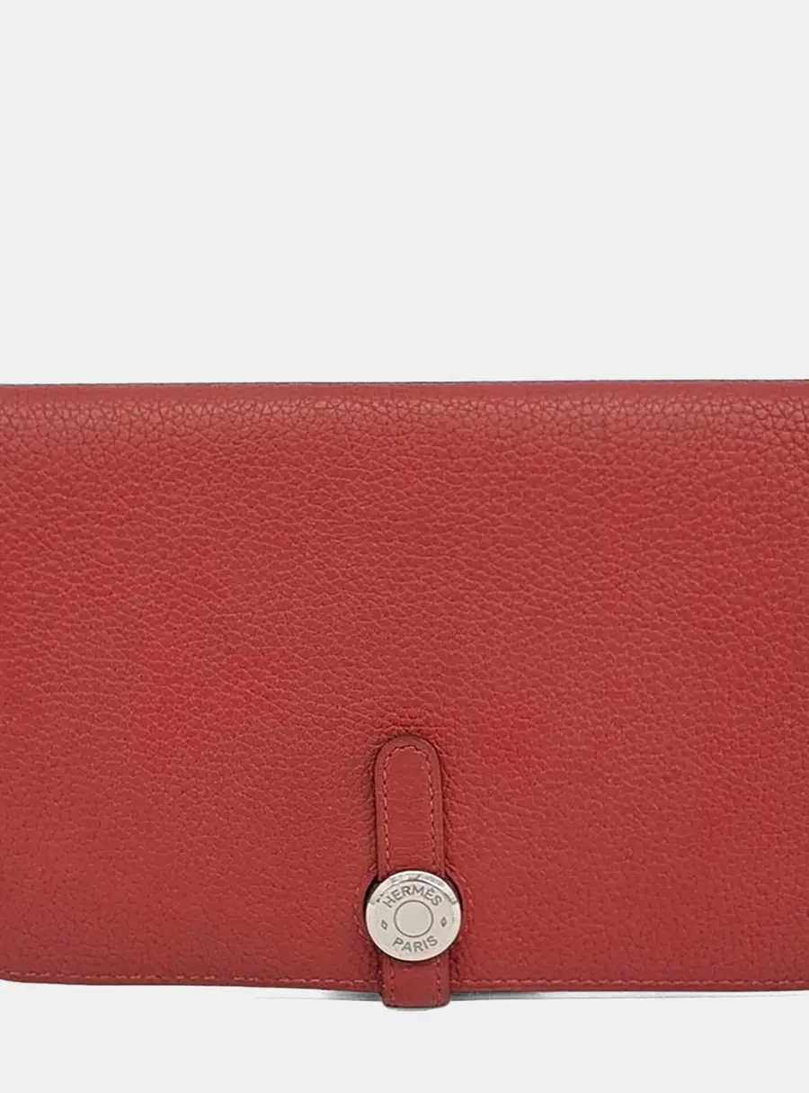 Hermes Red Leather Dogon long wallet (A)