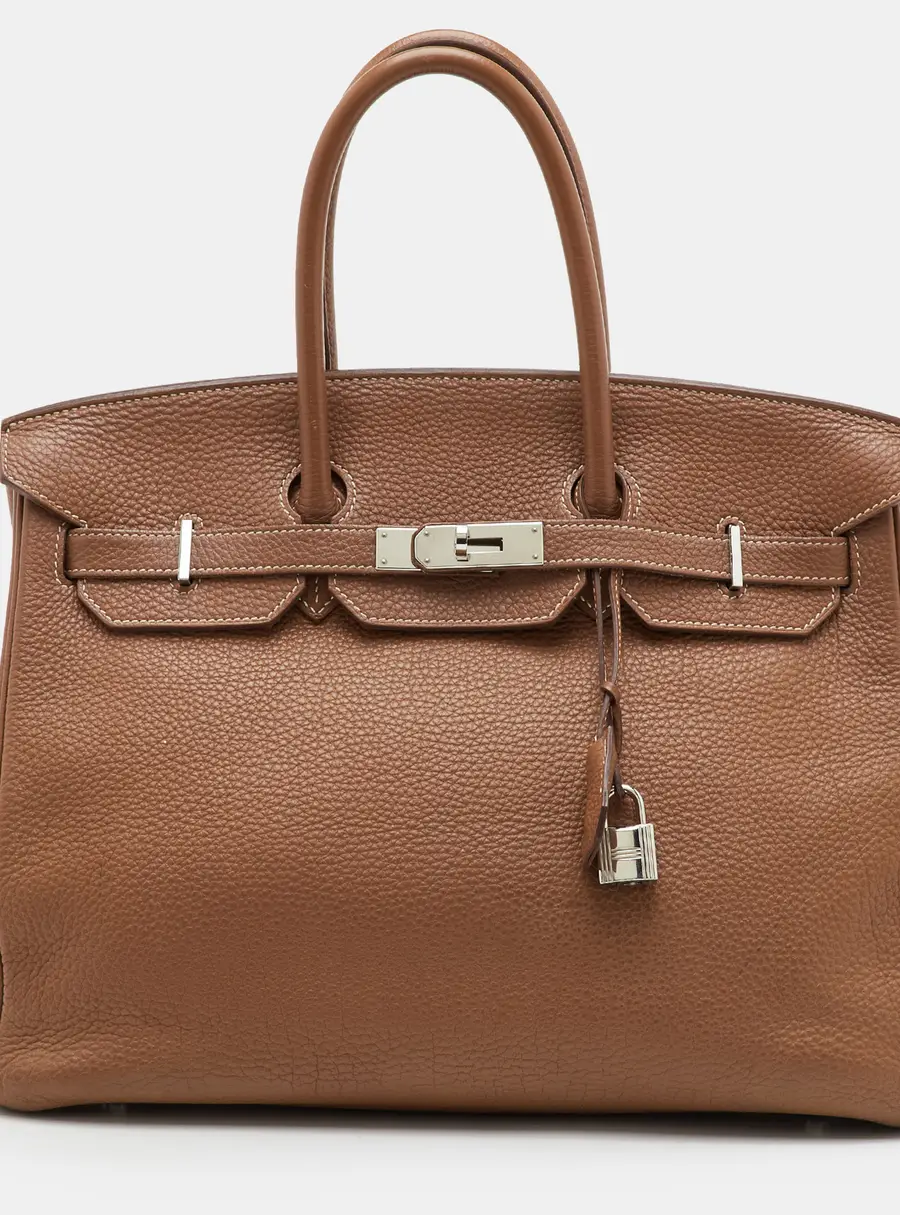 Hermes Birkin 35 Gold Taurillon Clemence Leather Palladium Finish Tote
