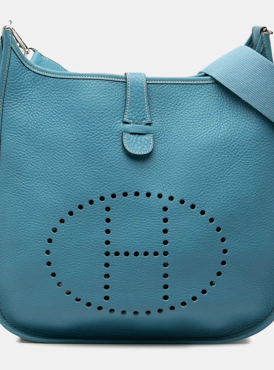 Hermes Evelyne 29 Blue Jean Clemence Leather Shoulder Bag
