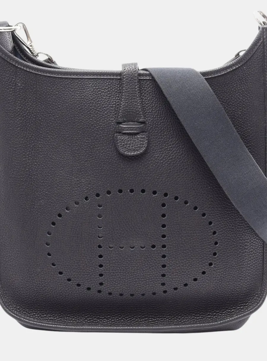 Hermes Evelyne III PM Black Clemence Leather Shoulder Bag