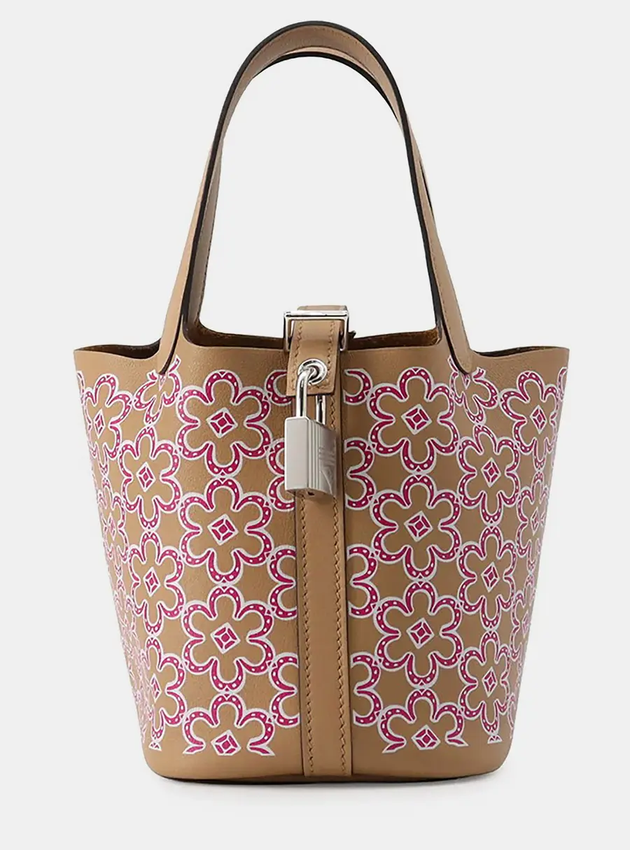 Hermes Picotin Lock Micro Chai Rose White Swift Leather Top Handle Bag