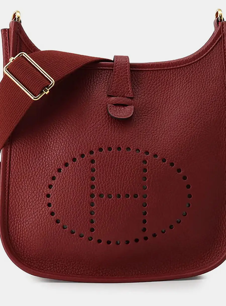 Hermes Evelyne 23 Rouge H Taurillon Clemence Leather Crossbody Bag