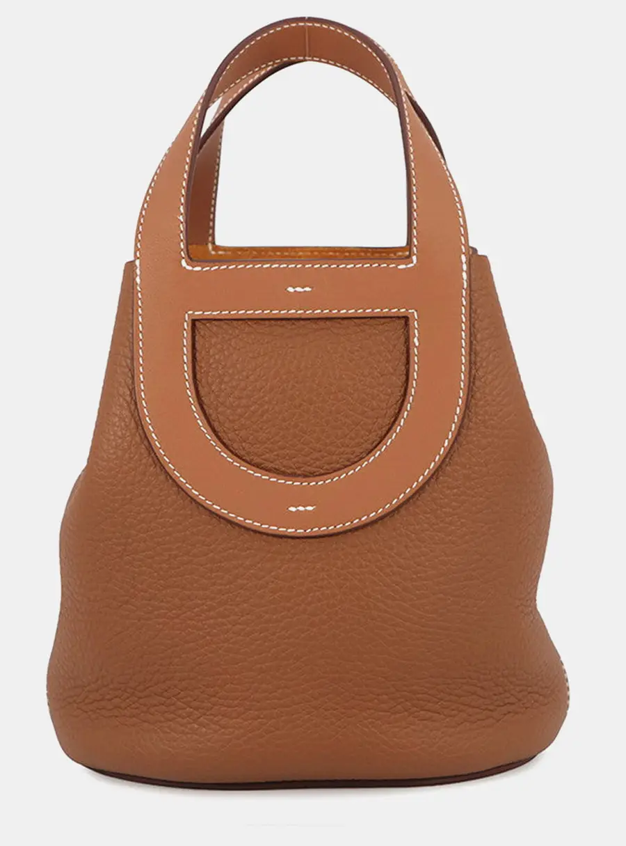 Hermes In The Loop 18 Gold Taurillon Clemence Leather Top Handle Bag