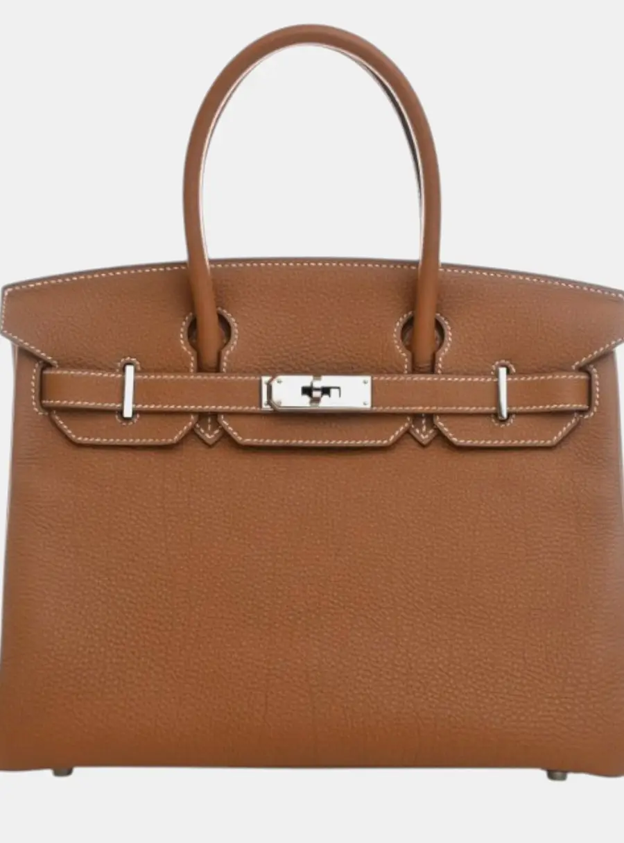Hermes Birkin 30 Gold Togo Calfskin Top Handle Bag