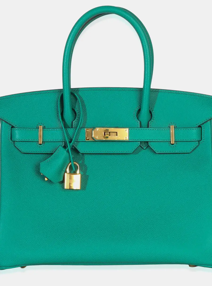 Hermes Birkin 30 Vert Jade Epsom Calfskin Leather Top Handle Bag